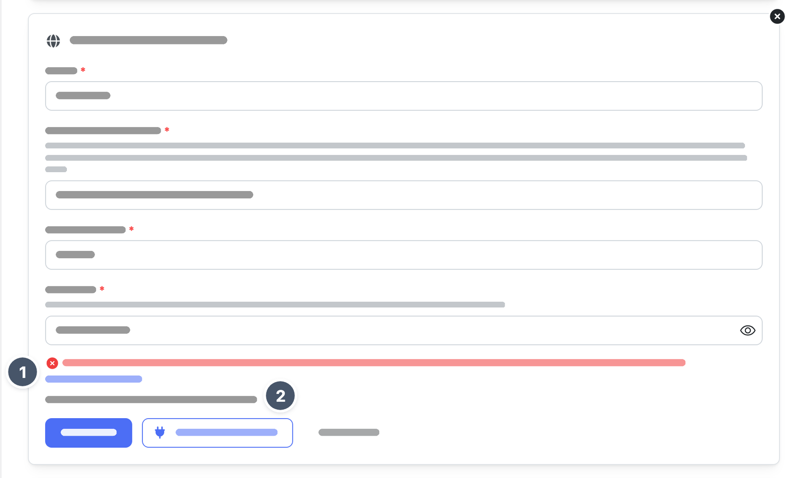Formular für WebDAV nach einem fehlgeschlagenen Verbindungstest