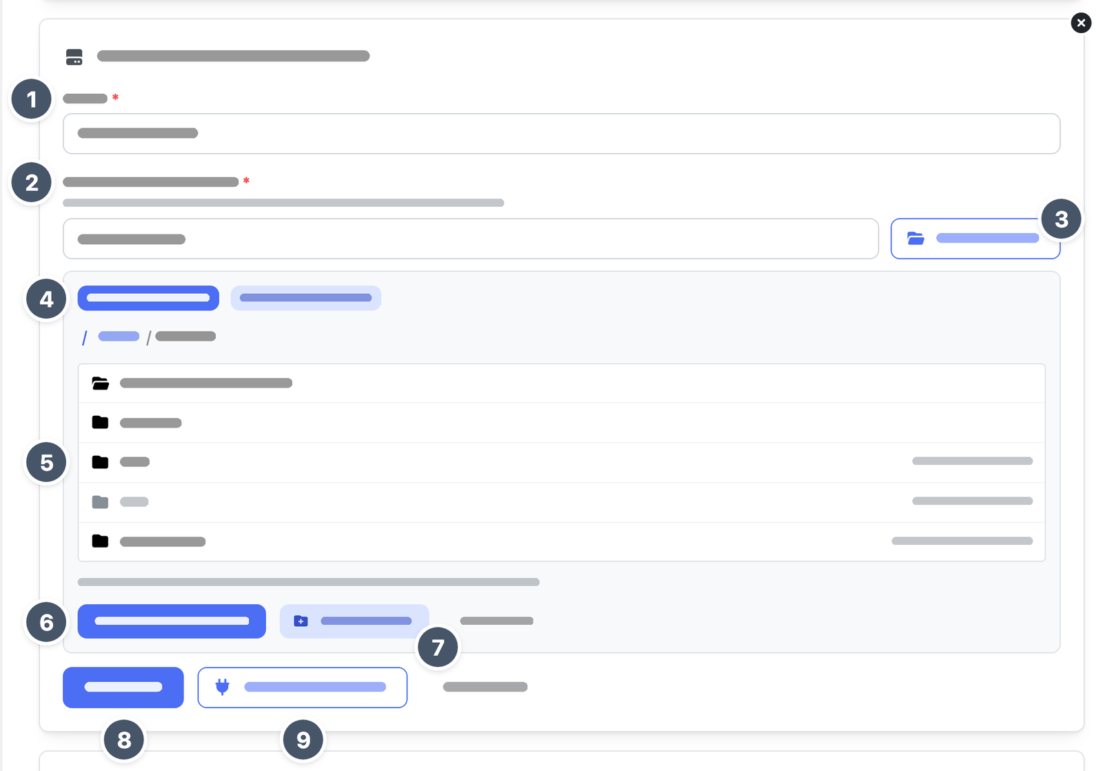 Formular für ein Ziel der Art Lokaler Ordner mit geöffnetem Ordner-Browser