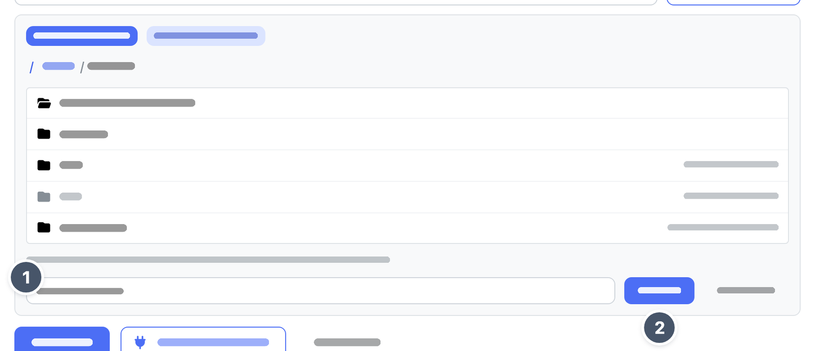 Ordner-Browser mit dem Feld für einen neuen Ordner