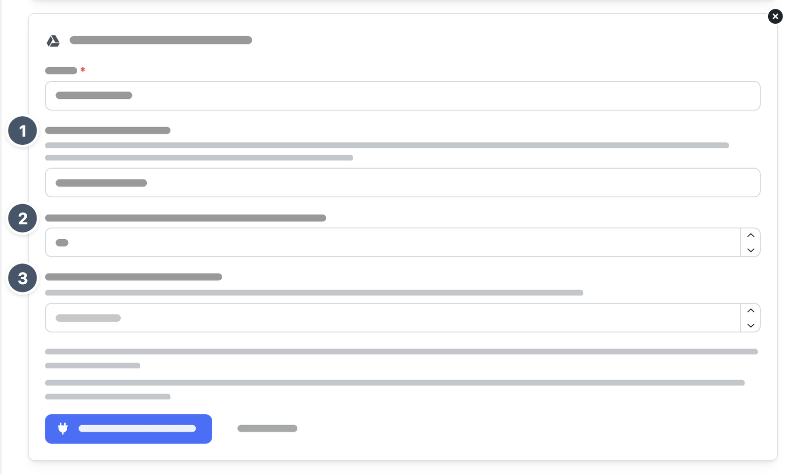 Formular für Google Drive in der Ansicht Erweitert