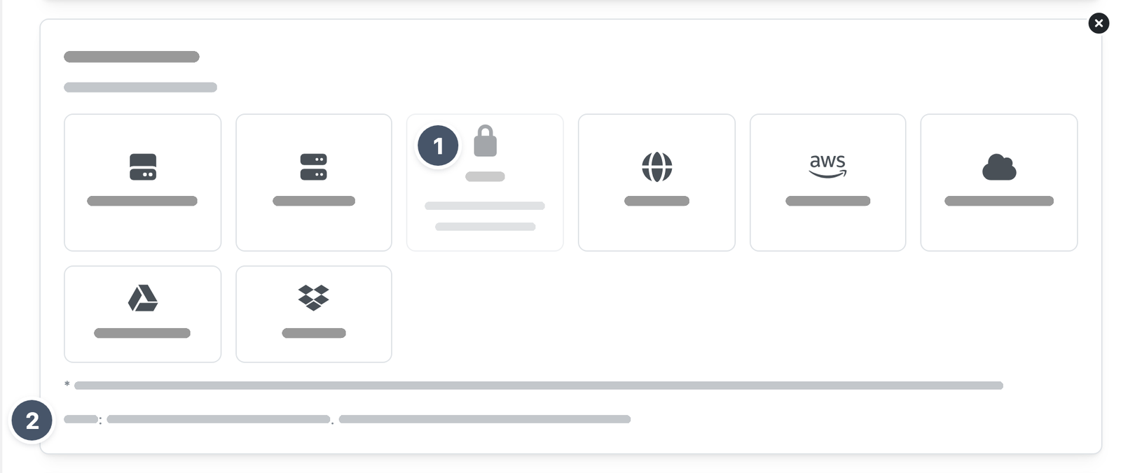 Selection of the target types, one target type is not available on this server