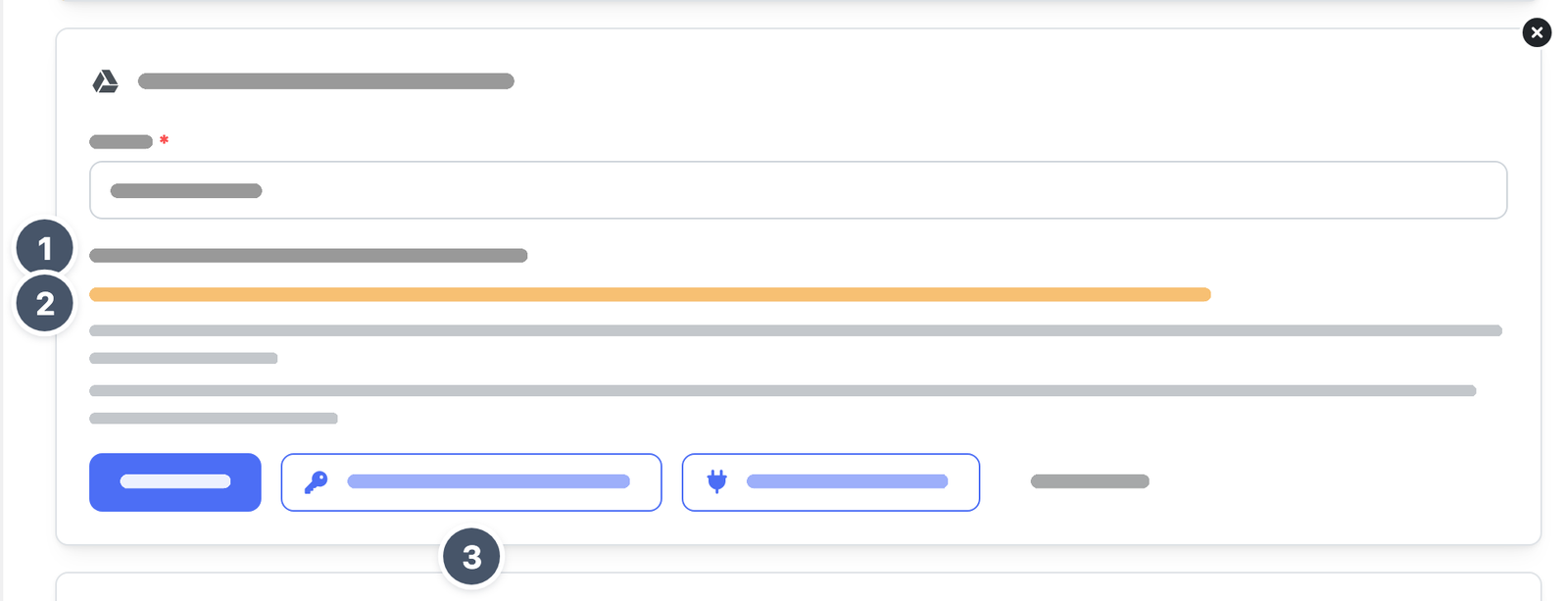 Form of a disconnected target in Google Drive